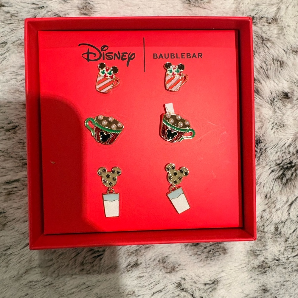 BaubleBar Disney Holiday Earrings Set - Red, Green, Gold